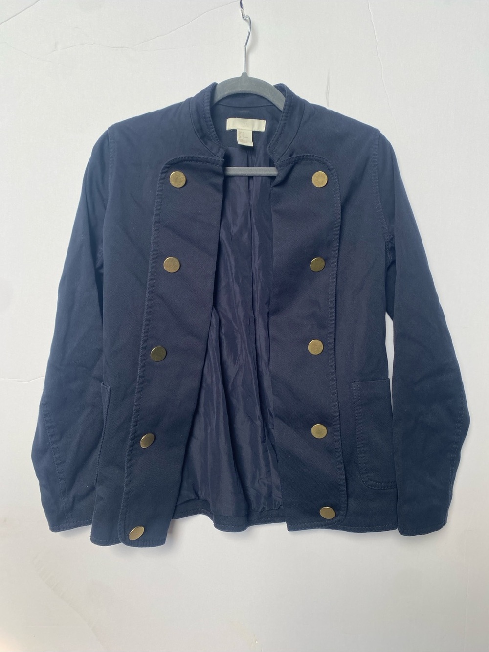H&M Navy Double-Breasted Military Blazer